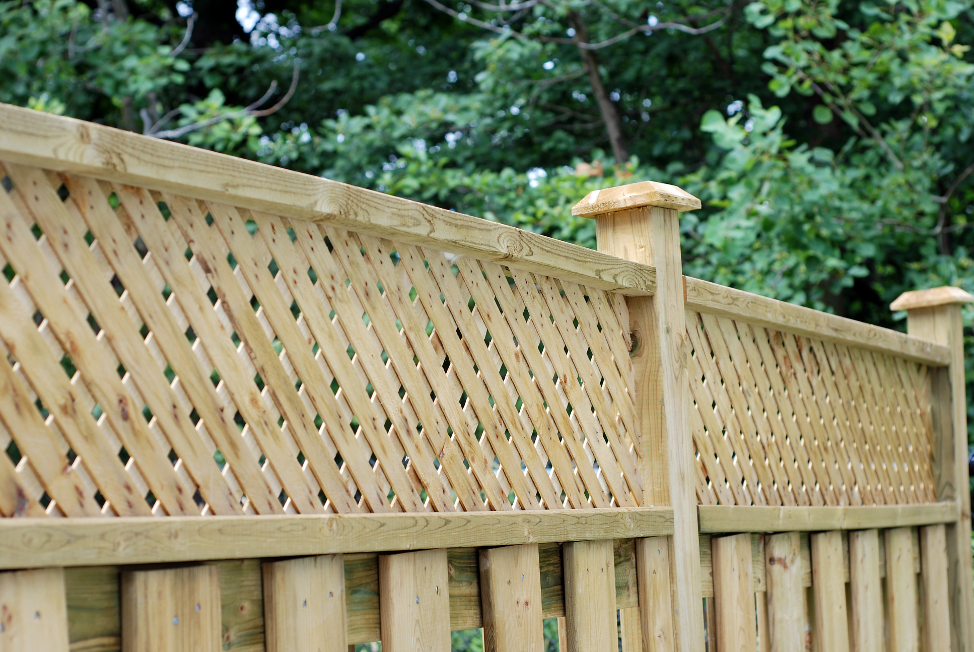 Wooden backyard fence at a house in Wheeling, Illinois