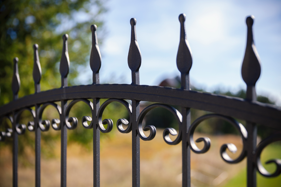 Wrought iron fence outside a house in Cary, Illinois