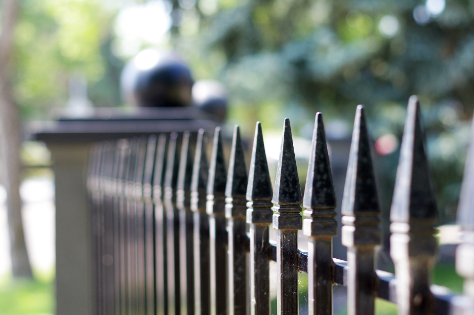 Wrought iron fence outside of a house in Deer Park, Illinois