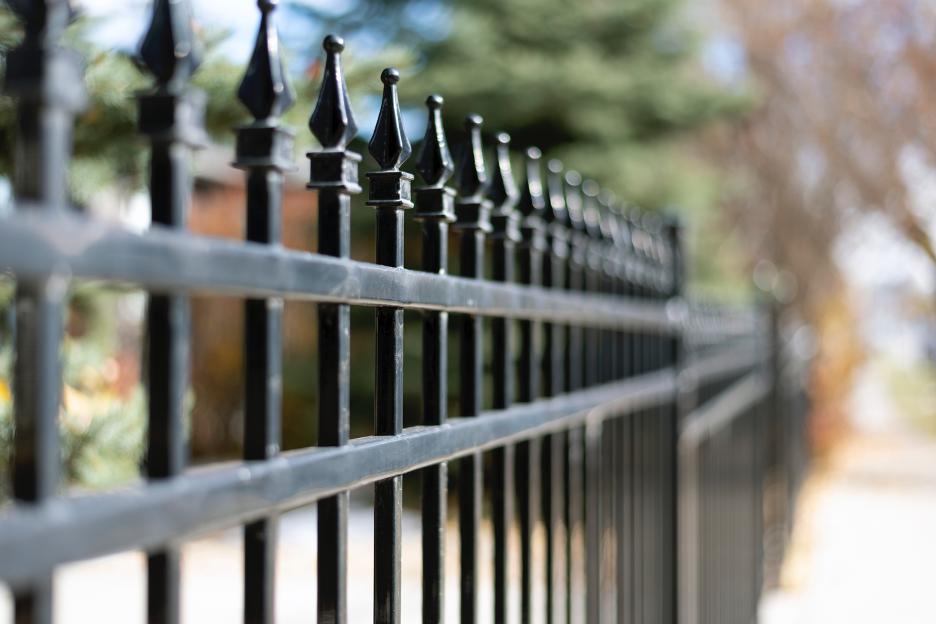 Wrought iron fence around a house in Winnetka, Illinois