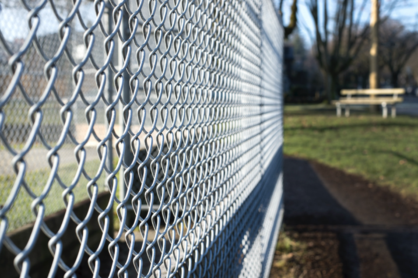 Chain link fence at a commercial property in Wilmette, Illinois